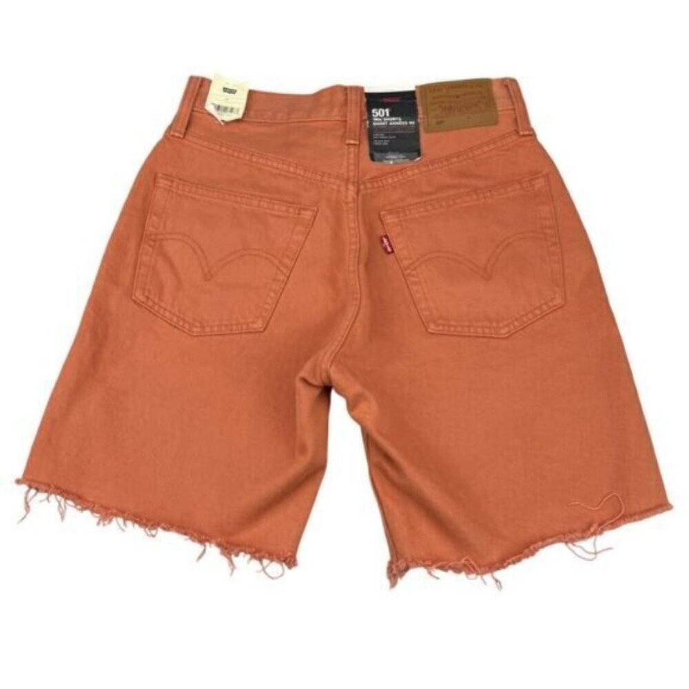 Levi's 501 '90s Women's Shorts In Orange Garment Dye Size 24 - Picture 6 of 7